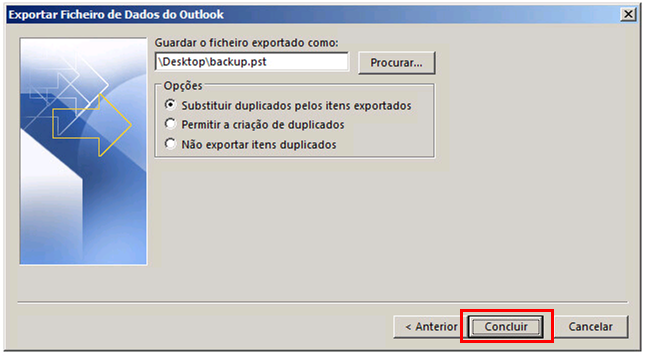 Outlook 2013 - Localização do ficheiro PST
