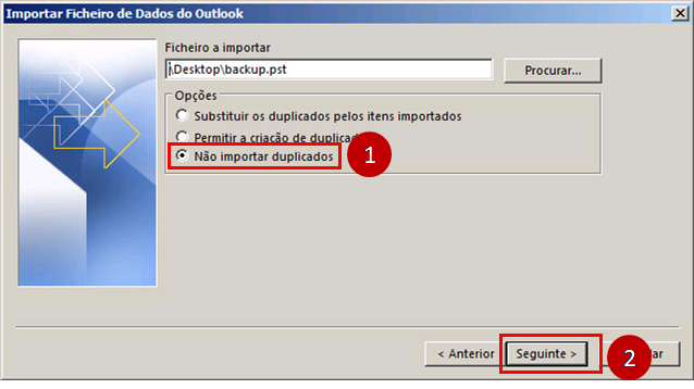 Outlook 2016/2019/365 - Não importar duplicados