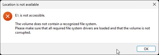 Erro Location is not available — E: is not accessible