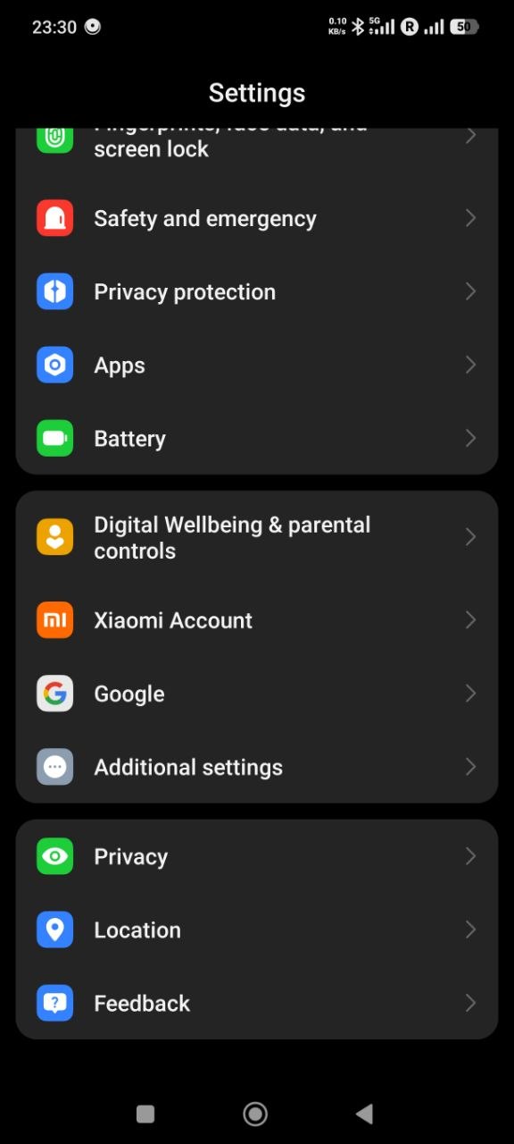Xiaomi Settings — OTG toggle