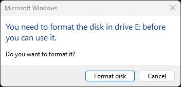 Pop-up Windows — You need to format the disk in drive E