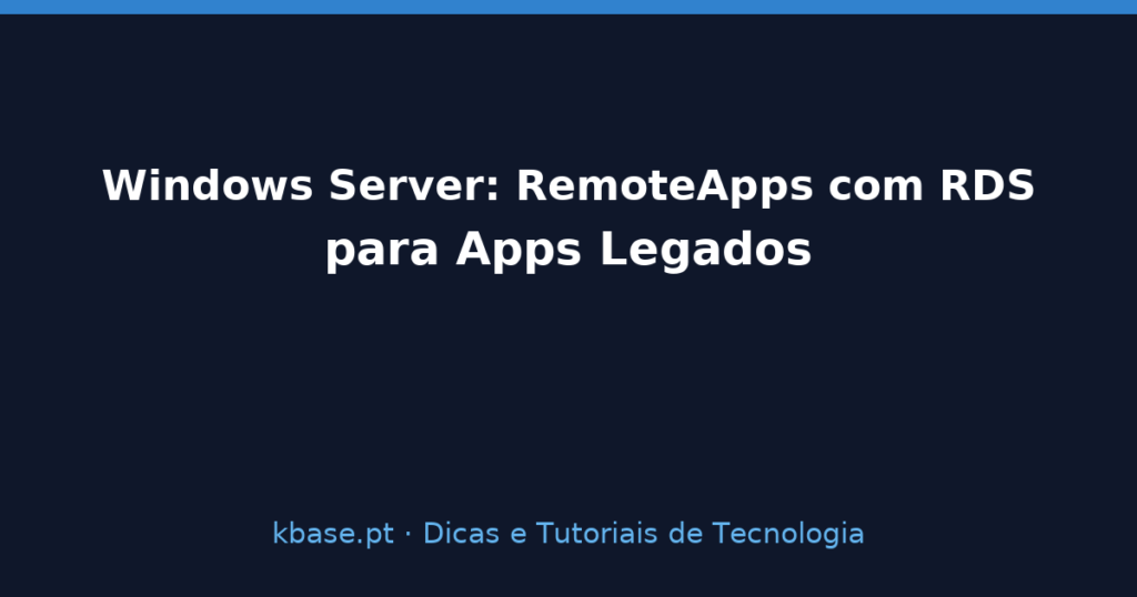 Capa de artigo — Windows Server: RemoteApps com RDS para Apps Legados