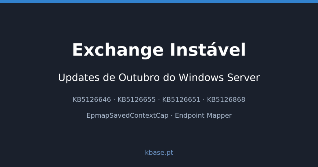 Capa do artigo Exchange Instável após Updates de Outubro do Windows Server