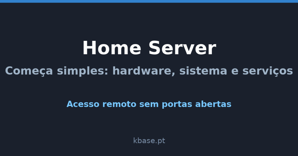 Capa do artigo: Home Server — começar simples com hardware, sistema e serviços
