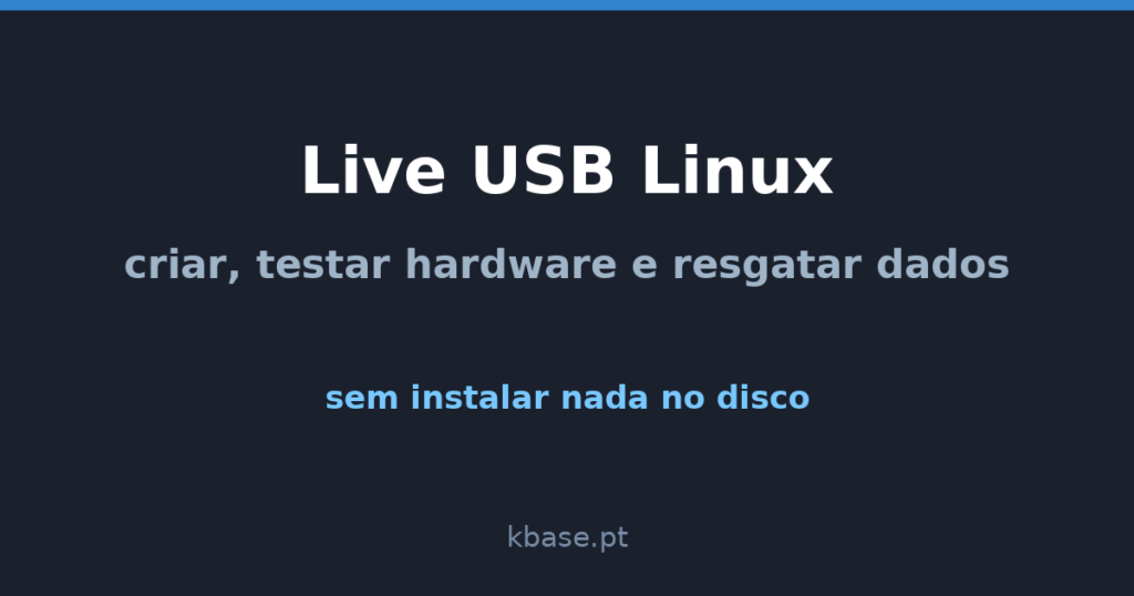 Capa do artigo: Live USB Linux — criar, testar hardware e resgatar dados