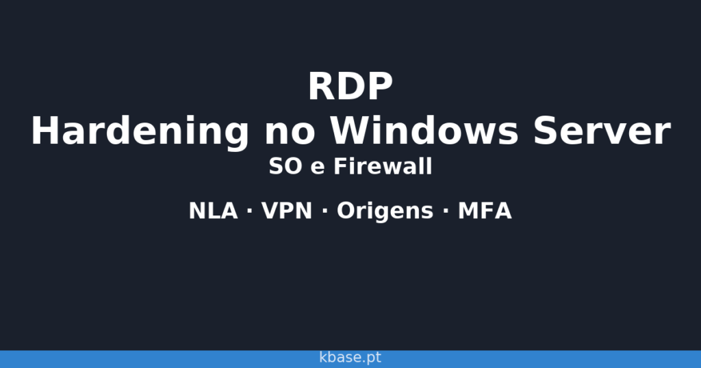 Capa do artigo: hardening de RDP no Windows Server com SO e firewall