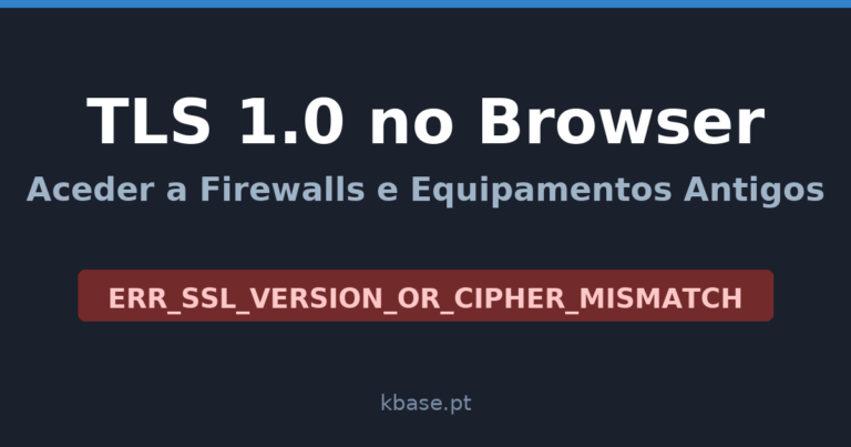 Capa do artigo: TLS 1.0 no Browser, com a mensagem de erro ERR_SSL_VERSION_OR_CIPHER_MISMATCH em destaque
